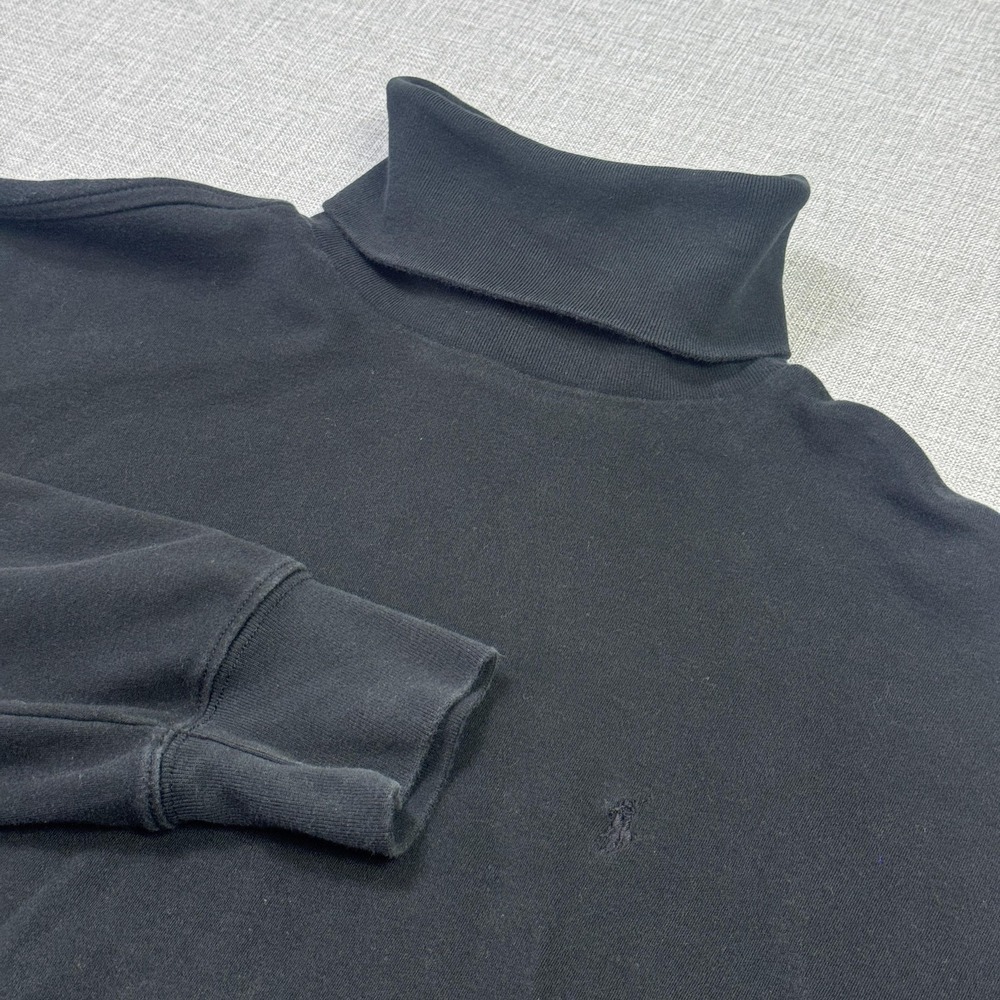 Ralph Lauren Sport Turtleneck Sweater Pullover Mens XL Black Cotton Lightweight